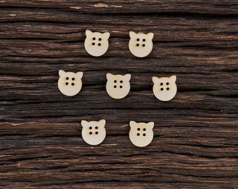 Wooden Pig Buttons for Crafts - Laser Cut