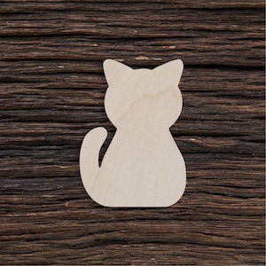 Forma de gato fofo de madeira para artesanato e decoração - Corte a laser - Gato - Presente para amante de gatos - Amante de gatos - Arte para gatos