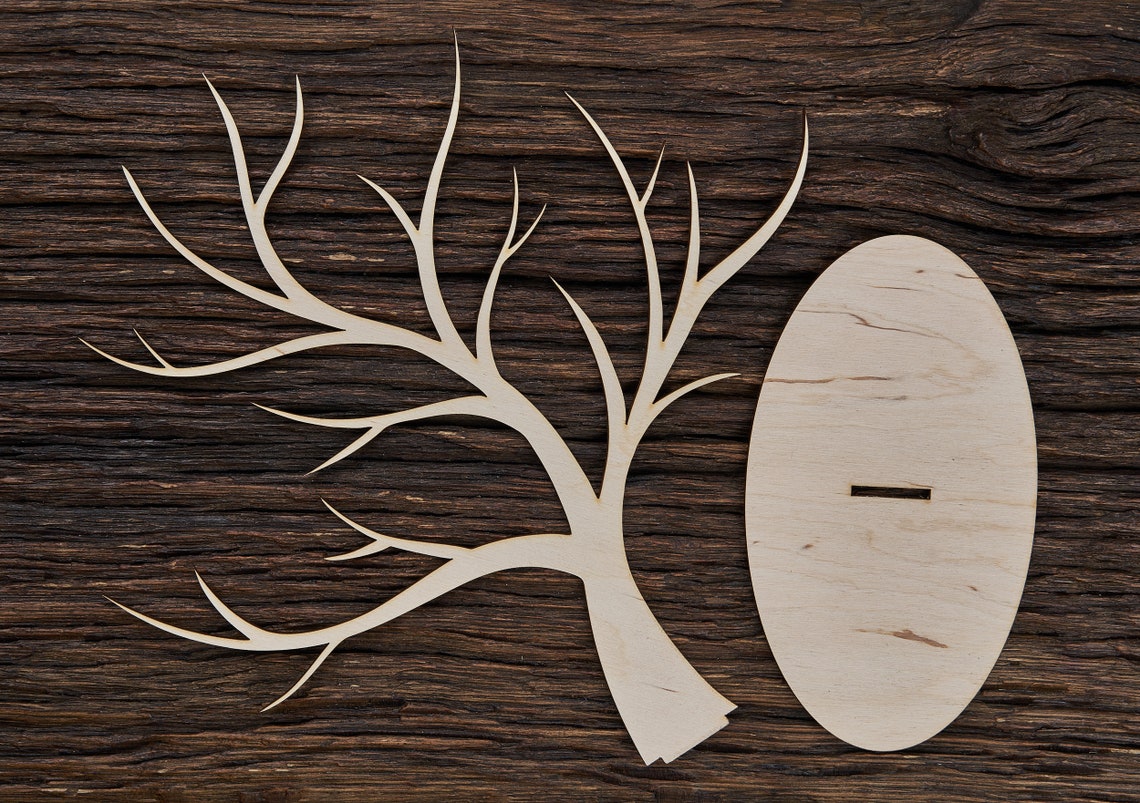 Wooden Jewelry Tree With Stand Shape for Crafts and Decoration - Laser ...