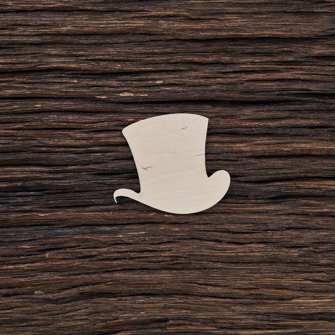 Wooden Top Hat Shape for Crafts and Decoration Laser Cut Mini Top Hat