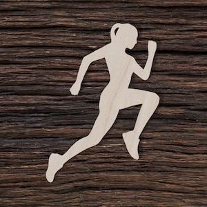 Coureur en bois pour travaux manuels et décorations Running Girl Runner Woman Forme artisanale vierge Découpes en bois image 1