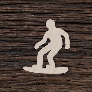 Wooden Snowboarder for Crafts and Decorations - Snowboarder Necklace - Snowboarder Shape - Snowboarder Magnet