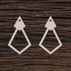 Set of 2 Wooden Diamond Shape Earrings for Crafts and Decorations - Diamond Shape - Diamond Magnet - Diamond Blanks