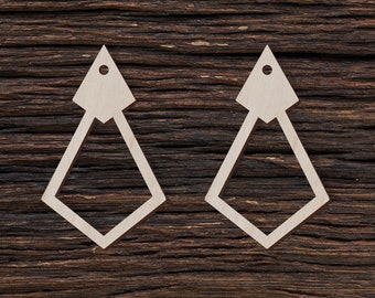 Set van 2 houten diamantvormige oorbellen voor handwerk en decoratie - diamantvorm - diamantmagneet - diamanten vormstukken