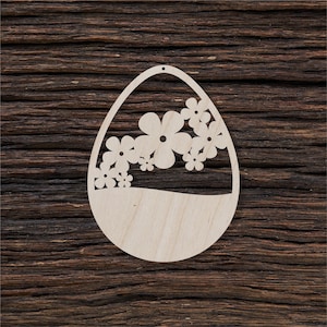Forma de flor de huevo de Pascua de madera para artesanías y decoración - Corte láser - Decoración de Pascua - Huevo de Pascua - Decoración del conejito de Pascua - Decoración rústica de Pascua