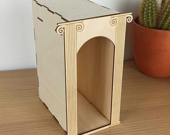 Wooden Book Nook With Secret Drawer for Light Shape For Crafts And Decoration - Book Nook Kit - Shelf Insert  - Diy Book Nook - UNASSEMBLED