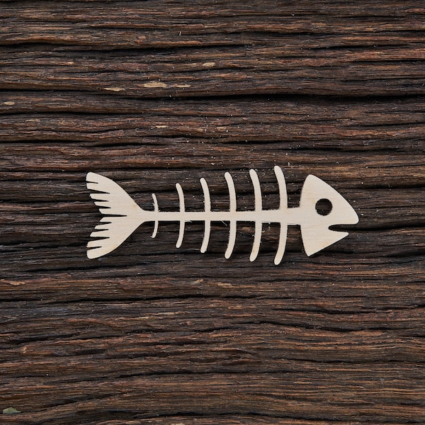 Wooden Fish Skeleton Shape for Crafts and Decoration - Laser Cut - Fish Bones - Fish Skeleton Charm - Fish Earrings