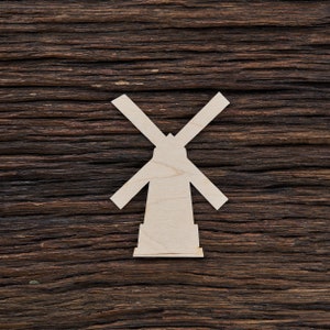 Wooden Unfinished Windmill Shape For Crafts And Decoration - Laser Cut - Windmills - Windmill Charms - Dutch Windmill