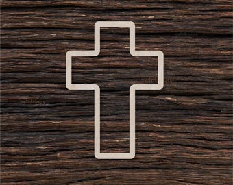 Contorno de cruz de madera para manualidades y decoraciones - Espacios en blanco de madera - Espacios en blanco para manualidades - Diseño de corte en cruz - Decoración con contorno en cruz