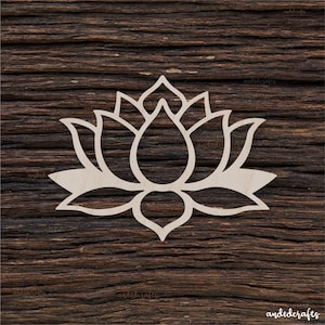 Wooden Lotus Shape For Crafts And Decoration - Laser Cut - Lotus Necklace -  Lotus Flower - White Lotus - Blue Lotus Flower