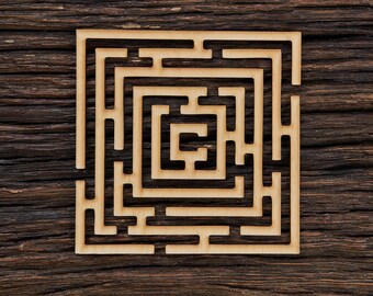 Laberinto de madera para manualidades - Corte láser - Forma de laberinto - Decoración laberíntica - Montaña rusa laberíntica