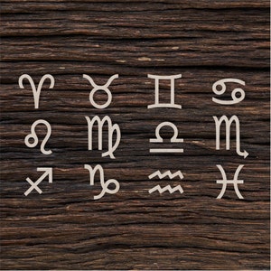 Houten sterrenbeeld set vorm voor ambachten en decoratie - lasergesneden - zodiac charms set - set van 12 dierenriem - sterrenbeelden - dierenriem decor