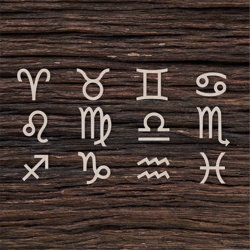 Wooden Zodiac Sign Set Shape for Crafts and Decoration Laser Etsy