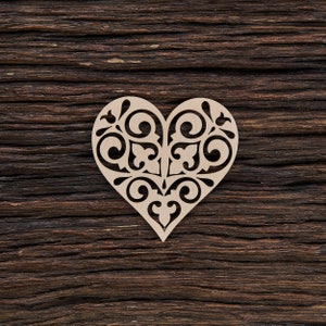 Wooden Heart Decorated for Valentine Day 00021 for Decoration - Laser Cut