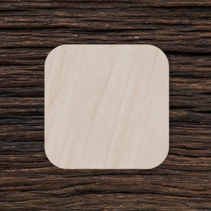 Quadrato arrotondato in legno per artigianato e decorazioni - Ciondolo quadrato arrotondato - Vuoto quadrato arrotondato - Decoro quadrato arrotondato