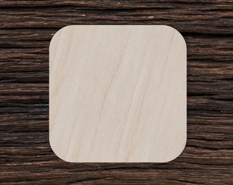Wooden Rounded Square for Crafts and Decorations - Rounded Square Charm - Rounded Square Blank - Rounded Square Decor