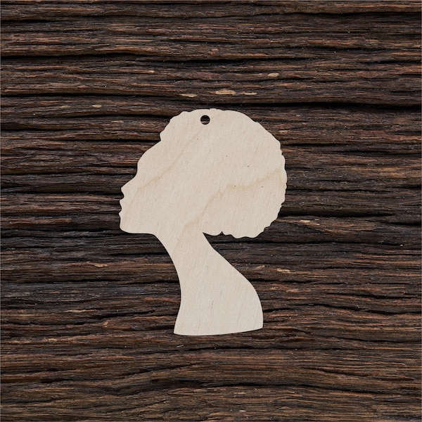 Wooden Afro Hair Shape For Crafts And Decoration - Laser Cut - Woman Head - Woman Silhouette - Woman Profile - Head Cutout