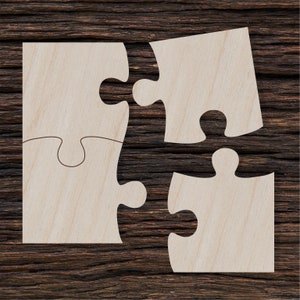 Wooden 4 Pieces Puzzle for Crafts and Decorations - Puzzle Necklace - Puzzle Pendant - Puzzle Earrings