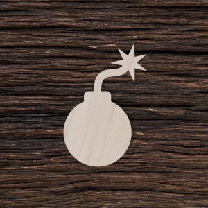 Wooden Cartoon Bomb for Crafts and Decorations - Cartoon Bomb - Bomb Necklace - Cartoon Bomb Pendant