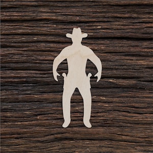 Forma de vaquero de madera para artesanía y decoración - Corte láser - Vaqueros - Country Western - Botas vaqueras - Cowboys Star