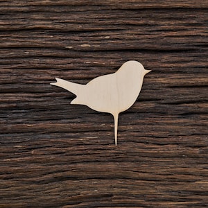 Wooden Bird Decoration With Stick for Crafts - Laser Cut