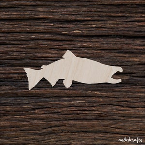 Forma de salmón de madera para manualidades y decoración - Corte láser - Pez de madera - Protege al salmón - Letrero de salmón - Golosinas de salmón