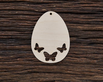 Wooden Easter Decoration Wooden Egg With Butterflies for Crafts - Laser Cut