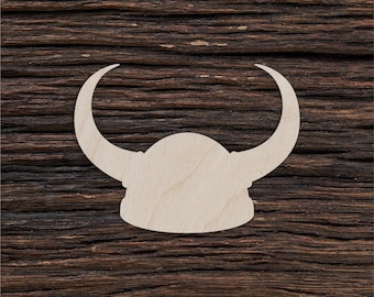 Wooden Viking Helmet Shape For Crafts And Decoration - Laser Cut - Viking Helmet Horns - Viking Helmets - Viking Invitation - Viking Party