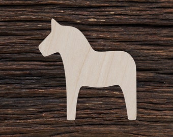 Wooden Dala Horse for Crafts and Decorations - Dala Horse Cut Out - Dala Horse Pendant - Dala Horse Magnet