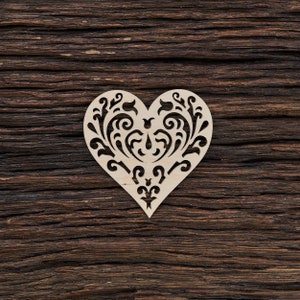Wooden Heart Decorated for Valentine Day 00016 for Decoration - Laser Cut