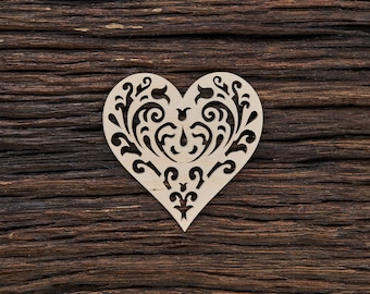Wooden Heart Decorated for Valentine Day 00016 for Decoration - Laser Cut