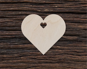 Wooden Lovers Heart Shape For Crafts And Decoration - Laser Cut - Wedding Heart - Tiny Wooden Heart - Wooden Hearts - Wooden Heart Necklace