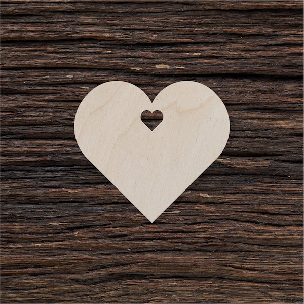Wooden Lovers Heart Shape For Crafts And Decoration - Laser Cut - Wedding Heart - Tiny Wooden Heart - Wooden Hearts - Wooden Heart Necklace