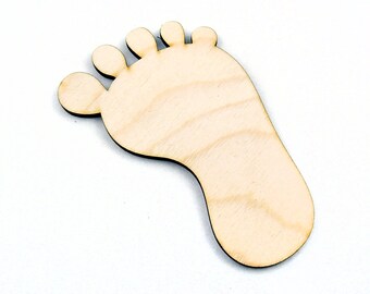V77 10x Wooden Baby LARGE Foot Craft Feet Shapes Blank Shape Art Decoration 
