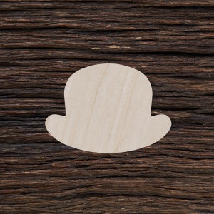 Wooden Bowler Hat for Crafts and Decorations - Bowler Hat Shape - Bowler Hat Magnet - Bowler Hat Cut Out