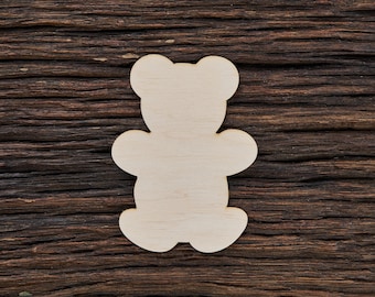 Sagoma in legno di un orsetto che abbraccia, con cerchio, decorazione a forma di orsetto, varie dimensioni, lavoretti fai da te, occasioni speciali, regali a tema orsetto, decorazioni per neonati