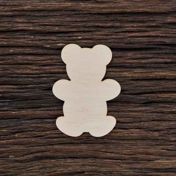 Teddy Bear Laser Cut Out Wood Shape Craft Supply Unfinished
