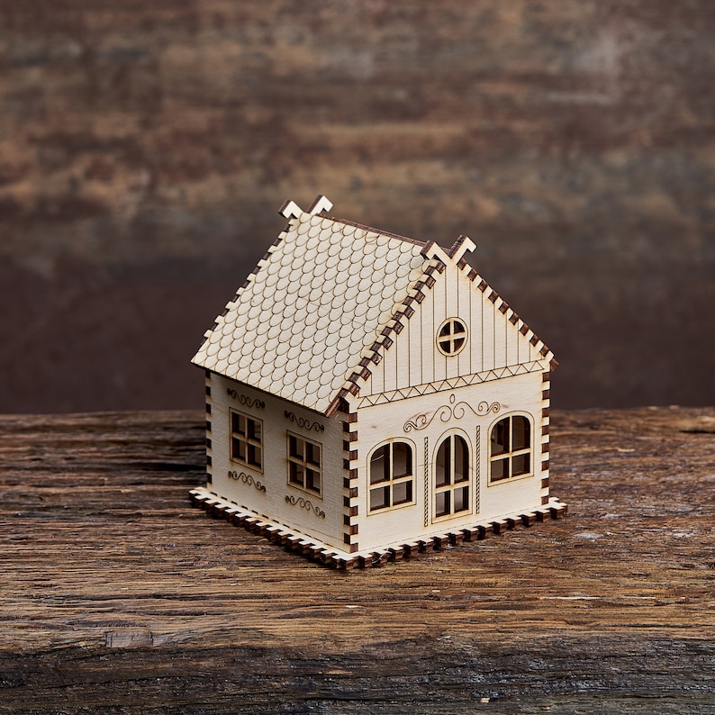 Wooden Miniature House for Decoration Laser Cut Miniature Etsy