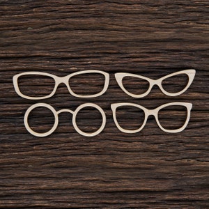 Wooden Glasses Shape For Crafts And Decoration - Laser Cut - Wooden Glasses - Wood Glasses - Miniature Glasses - Wooden Eyewear