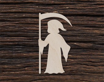 Wooden Grim Reaper Shape For Crafts And Decoration - Laser Cut - Reaper - Grim - Cute Grim Reaper - Grim Reaper Flames