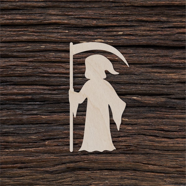 Wooden Grim Reaper Shape For Crafts And Decoration - Laser Cut - Reaper - Grim - Cute Grim Reaper - Grim Reaper Flames