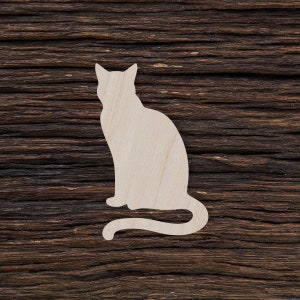 Wooden Sitting Cat for Crafts and Decorations - Sitting Cat Necklace - Sitting Cat Pendant - Sitting Cat Magnet