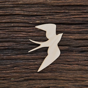 Wooden Swallow Bird Shape for Crafts and Decoration - Laser Cut - Swallow Charm - Wooden Bird - Swallow Brooch