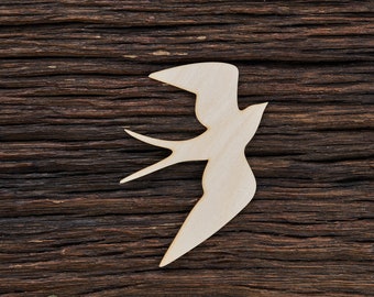 Wooden Swallow Bird Shape for Crafts and Decoration - Laser Cut - Swallow Charm - Wooden Bird - Swallow Brooch