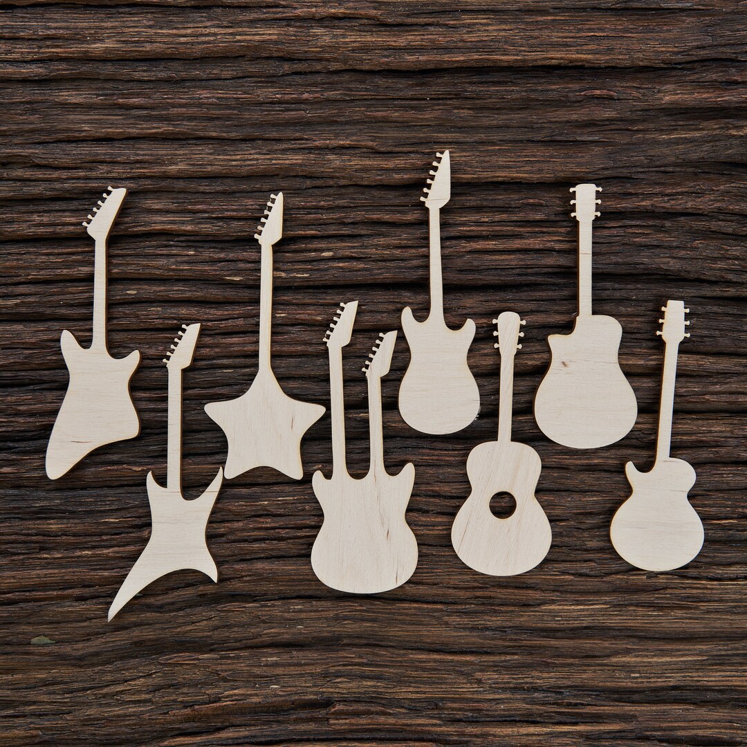 Wooden Guitar Shape for Crafts and Decoration Laser Cut Guitar Decor