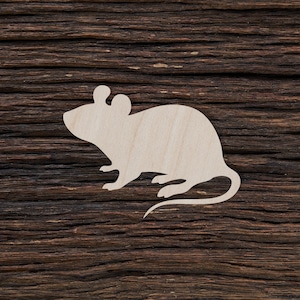 Wooden Mouse for Crafts and Decorations - Mouse Magnet - Mouse Necklace - Mouse Shape
