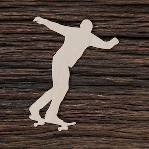 Skater de madeira para artesanato e decorações - Espaços em branco de madeira - Espaços em branco para artesanato - Artesanato de skatista - Estátua de skatista - Arte de skatista