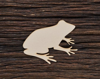 Wooden Frog Shape for Crafts and Decoration - Laser Cut - Frog Figurine - Frog Buttons - Green Frog