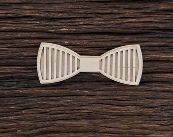Wooden Bow Tie with Stripes for Crafts - Laser Cut - Groom Bow Tie - Wedding Bow Tie - Wooden Bow Tie