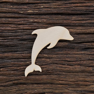Forma de delfín de madera para manualidades y decoración - Corte láser - Encanto de delfín - Animal de madera - Broche de delfín